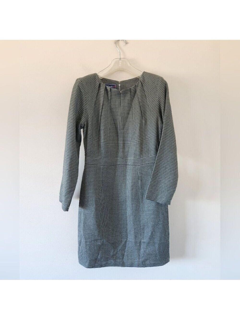NWOT JOHNNIE-O | silk wool retro plaid dress workwear Green houndstooth Sz SMALL